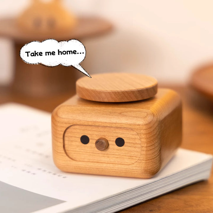 Eco-friendly wooden Totoro music box, battery-free design