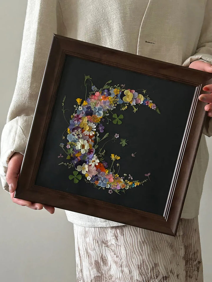andmade floral frame with dreamy fairy tale aesthetics